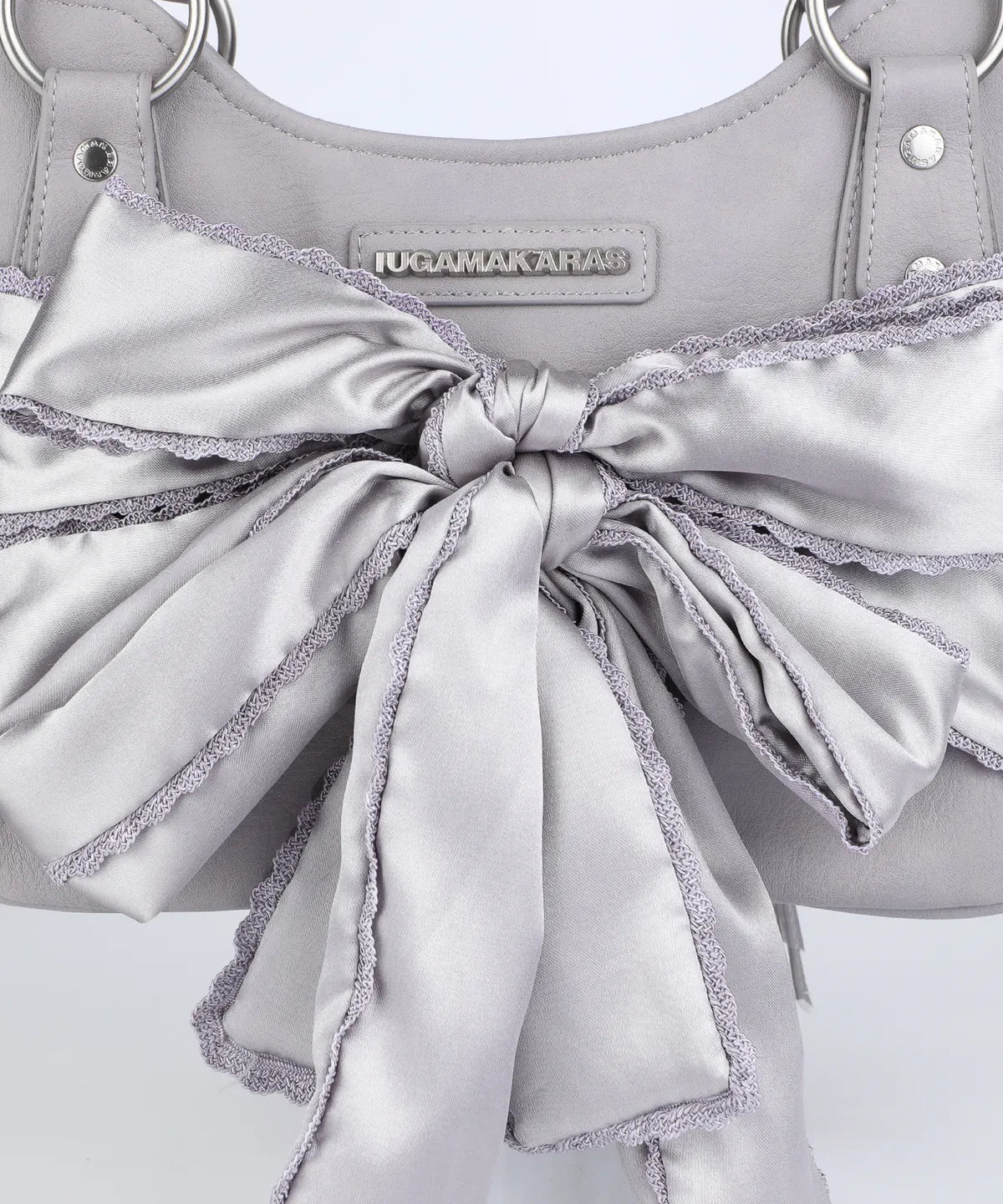 Laced Ribbon Leather Shoulder Bag (Light Purple)