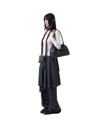 IUGA STUDDED LEATHER BOWLING BAG / BLACK