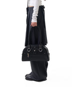 IUGA STUDDED LEATHER BOWLING BAG / BLACK