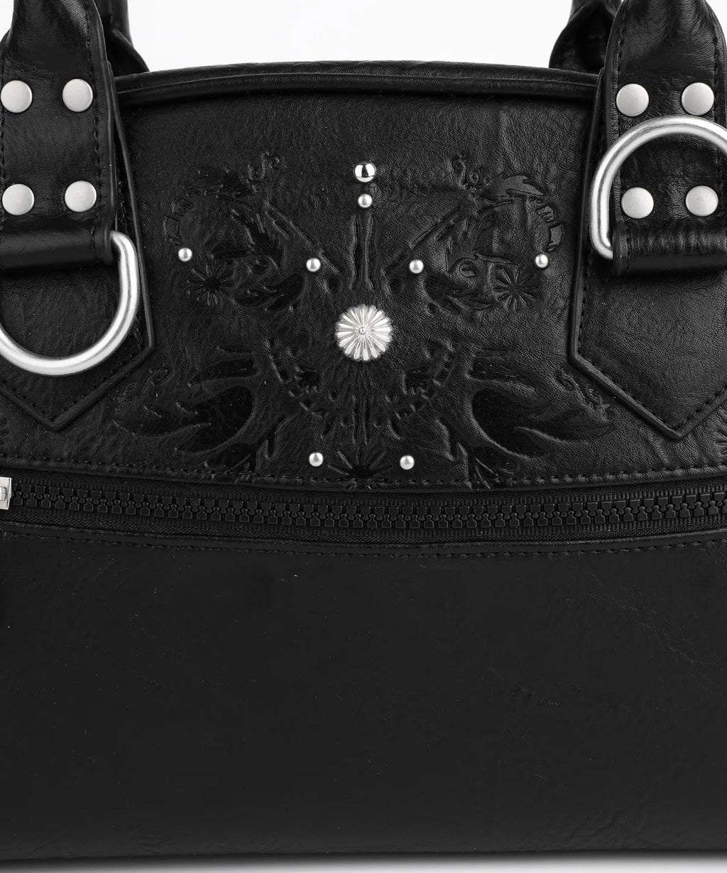 IUGA STUDDED LEATHER BOWLING BAG / BLACK