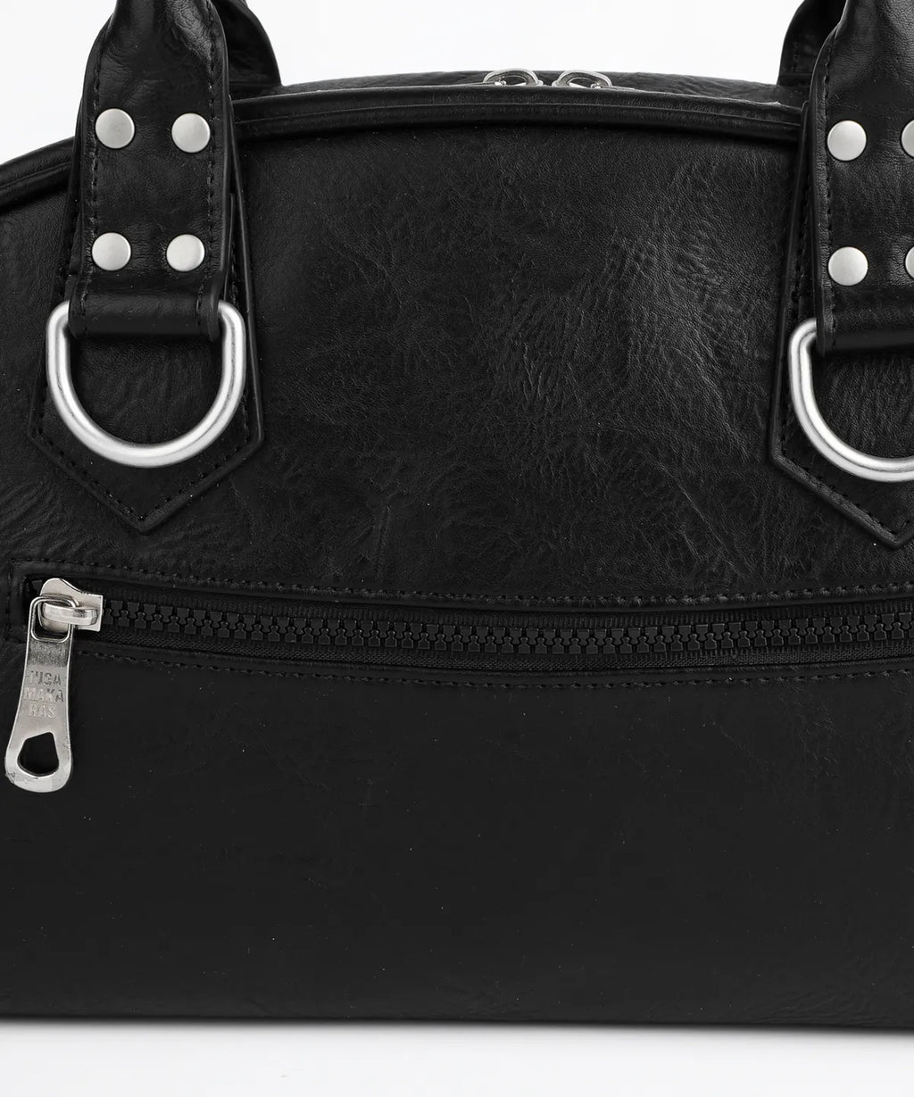 IUGA STUDDED LEATHER BOWLING BAG / BLACK