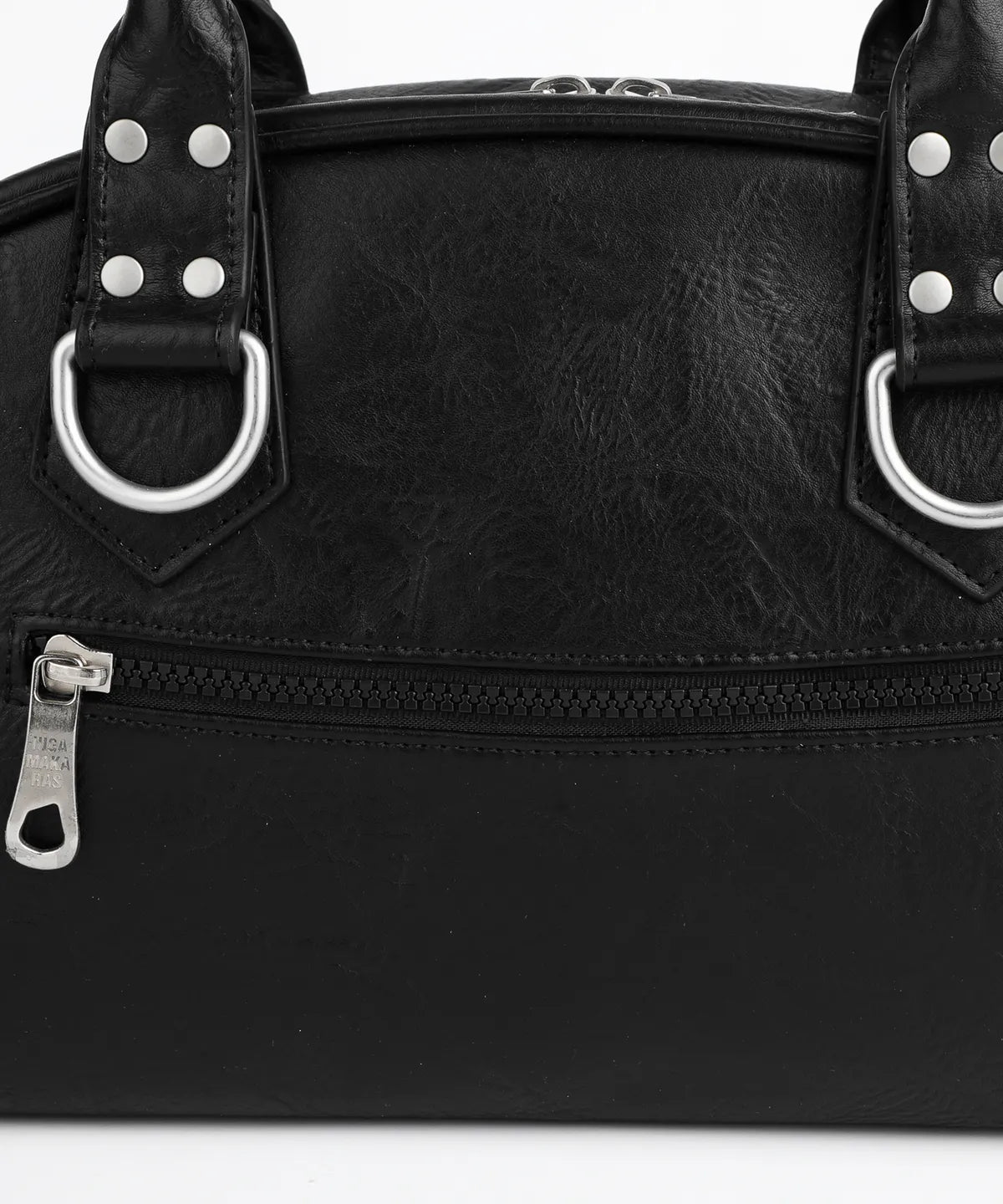 IUGA STUDDED LEATHER BOWLING BAG / BLACK