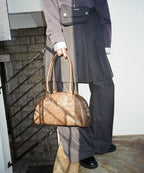 IUGA STUDDED LEATHER BOWLING BAG / BROWN