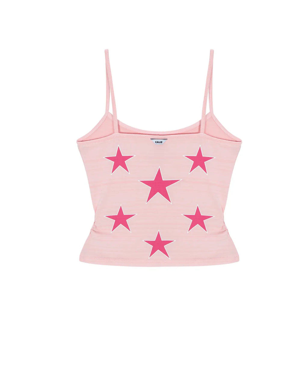 SHIRRING STAR SLEEVELESS TOP PINK