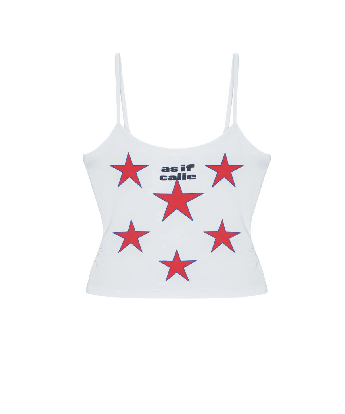 SHIRRING STAR SLEEVELESS TOP WHITE