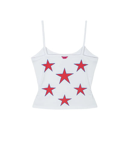 SHIRRING STAR SLEEVELESS TOP WHITE