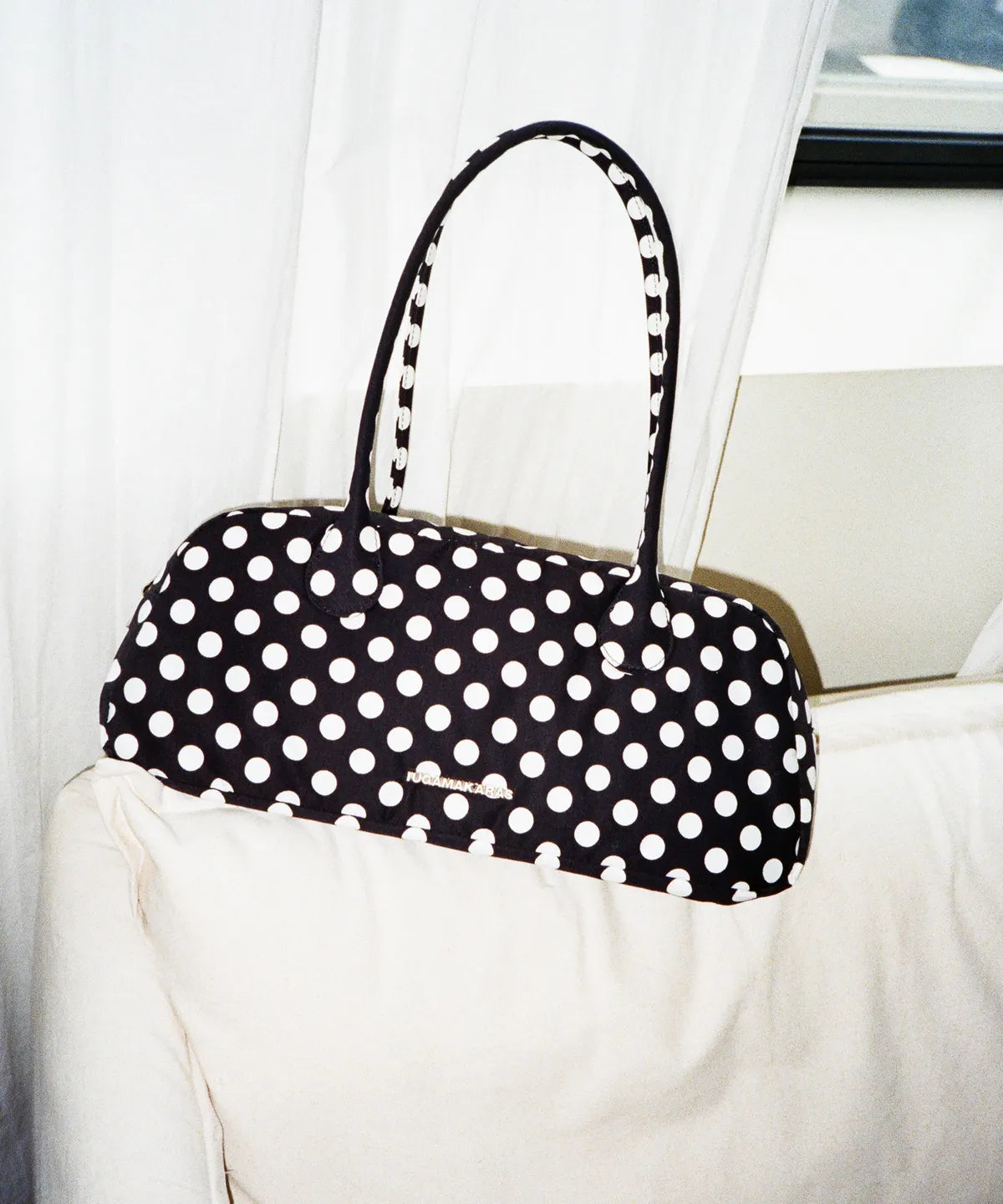 Dot Pattern Baguette Bag (Black)