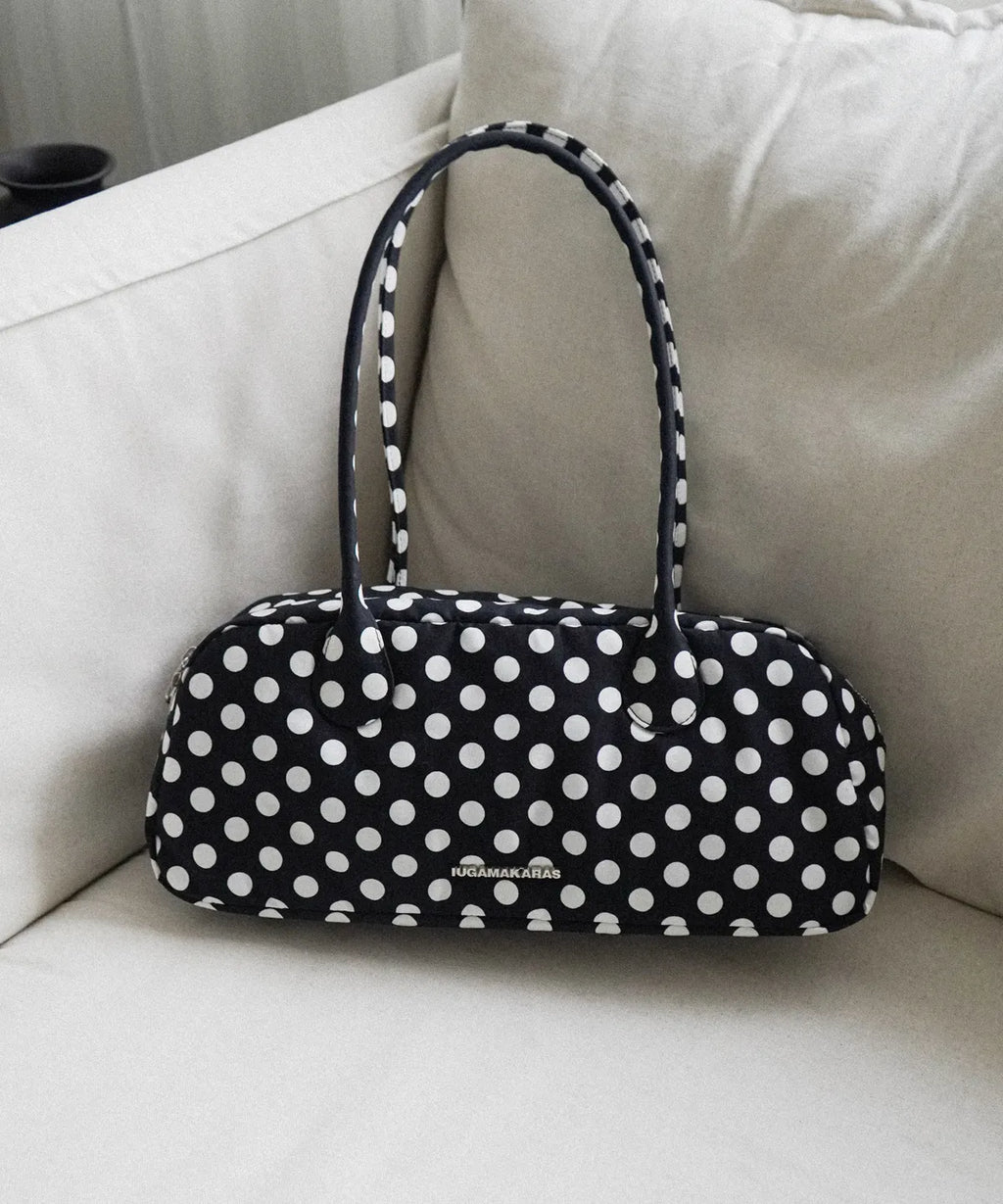 Dot Pattern Baguette Bag (Black)