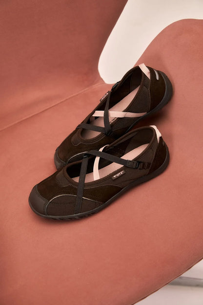 OTZ ROMARY BANDING FLAT SNEAKERS - SUEDE BROWN
