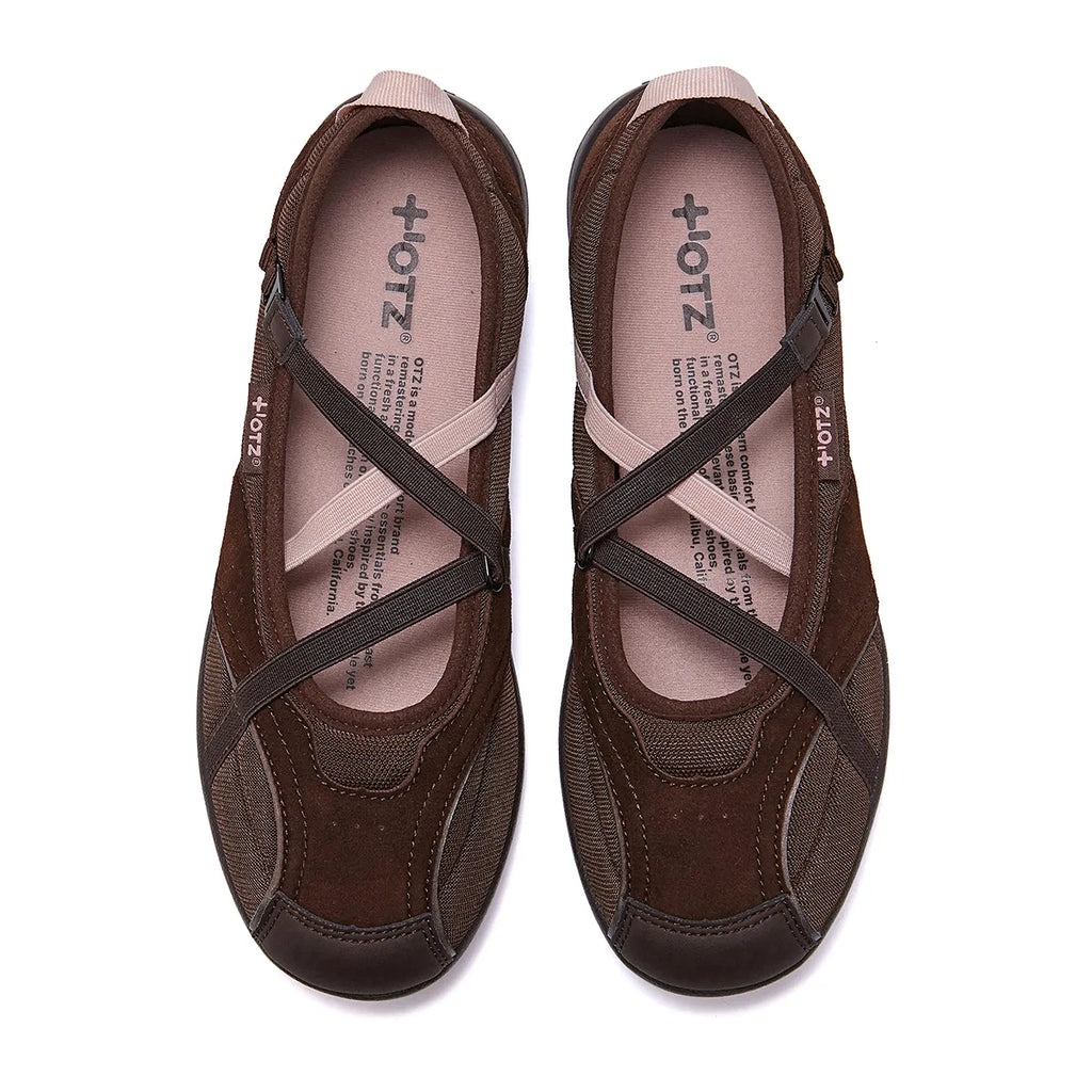 OTZ ROMARY BANDING FLAT SNEAKERS - SUEDE BROWN