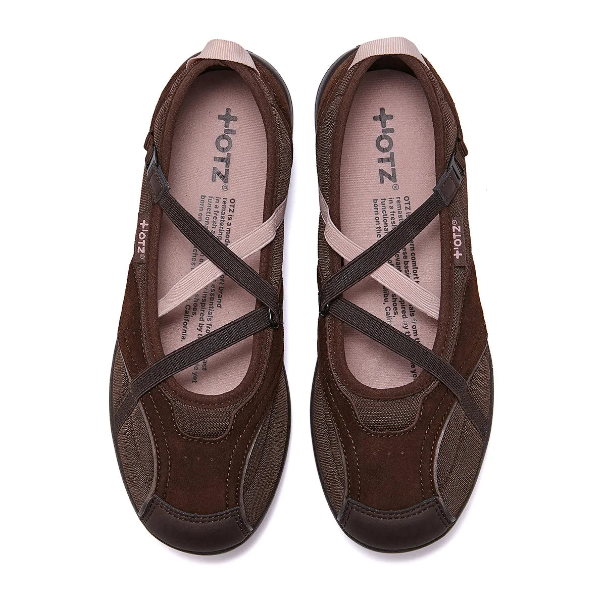 OTZ ROMARY BANDING FLAT SNEAKERS - SUEDE BROWN
