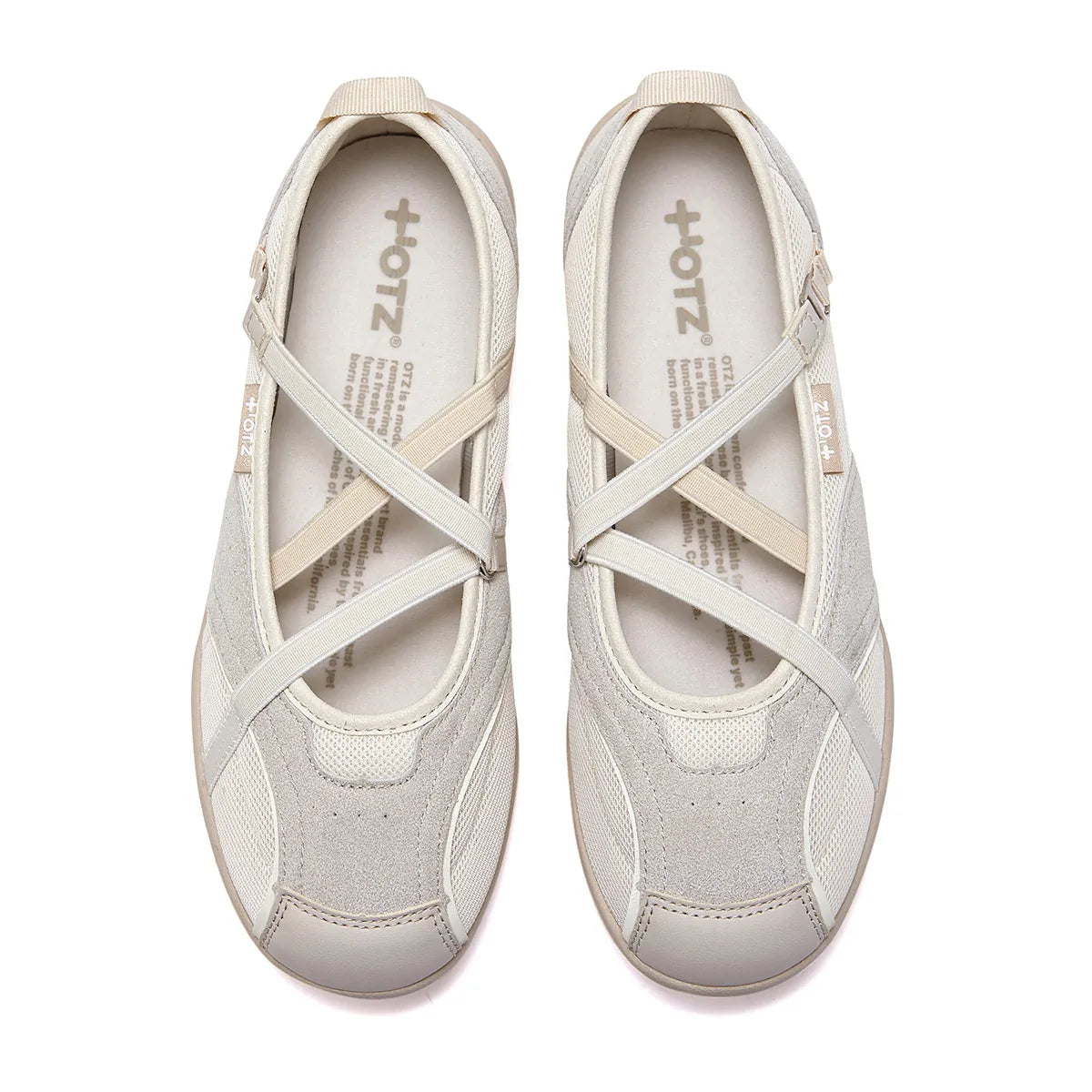 OTZ ROMARY BANDING FLAT SNEAKERS - SUEDE IVORY