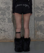 NASTY FANCY BACK LETTERING MICRO SHORT PANTS (BLACK)