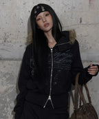 NASTY FANCY RUTHLESS FUR HOODED ZIP-UP (BLACK)