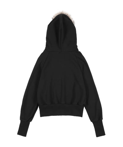 NASTY FANCY RUTHLESS FUR HOODED ZIP-UP (BLACK)
