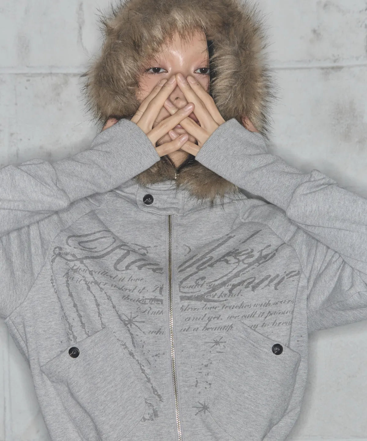 NASTY FANCY RUTHLESS FUR HOODED ZIP-UP (GRAY)
