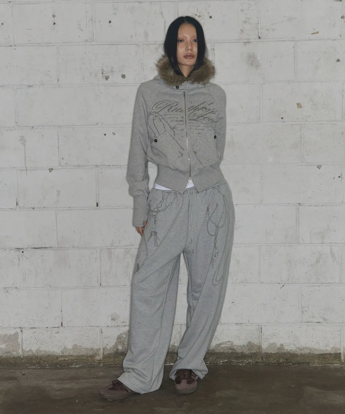 NASTY FANCY RUTHLESS FUR HOODED ZIP-UP (GRAY)