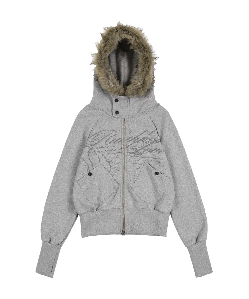 NASTY FANCY RUTHLESS FUR HOODED ZIP-UP (GRAY)
