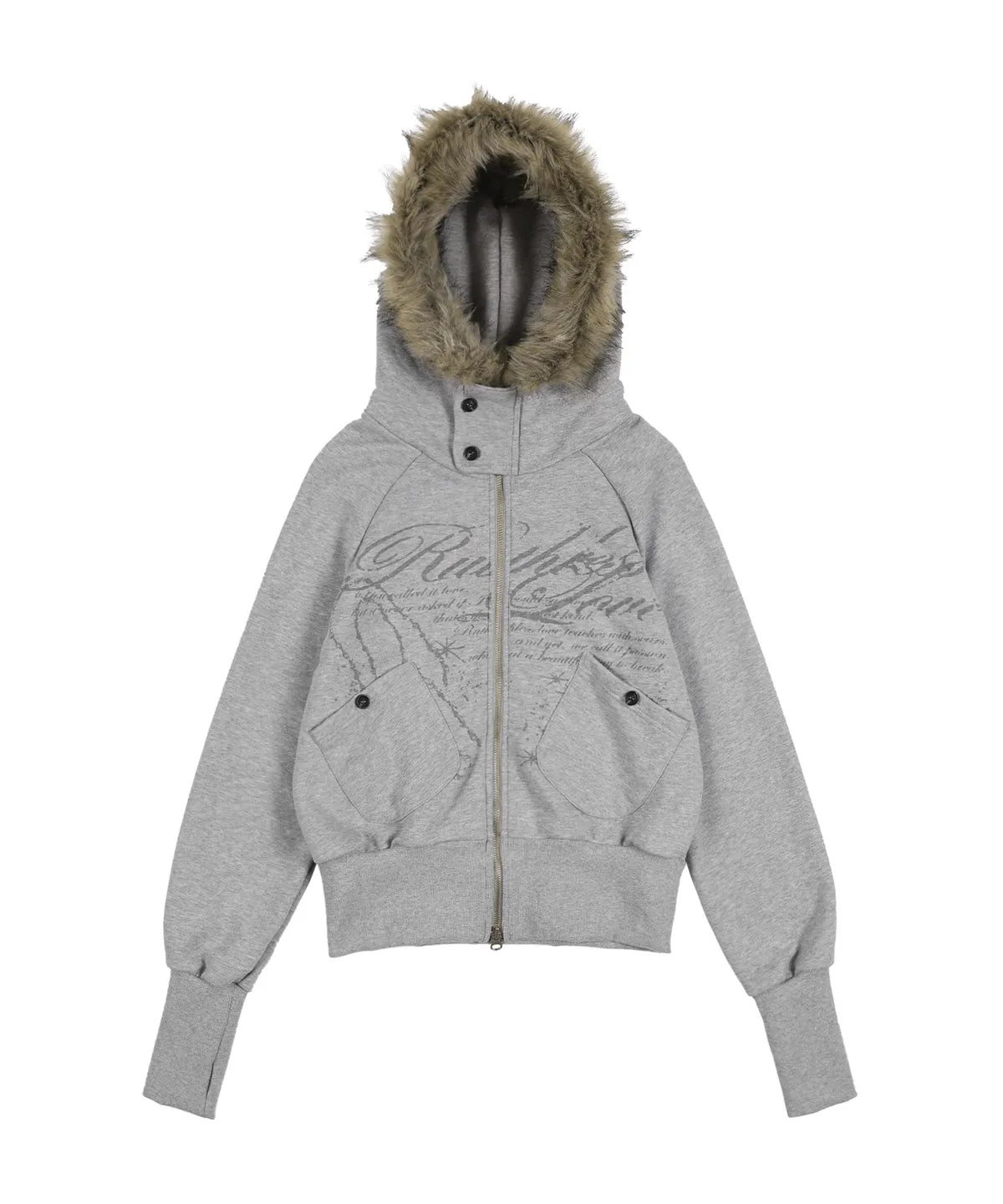 NASTY FANCY RUTHLESS FUR HOODED ZIP-UP (GRAY)