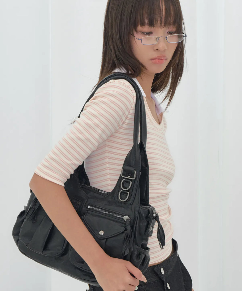 FANCY CLUB RANMA HOBO BAG (BLACK)