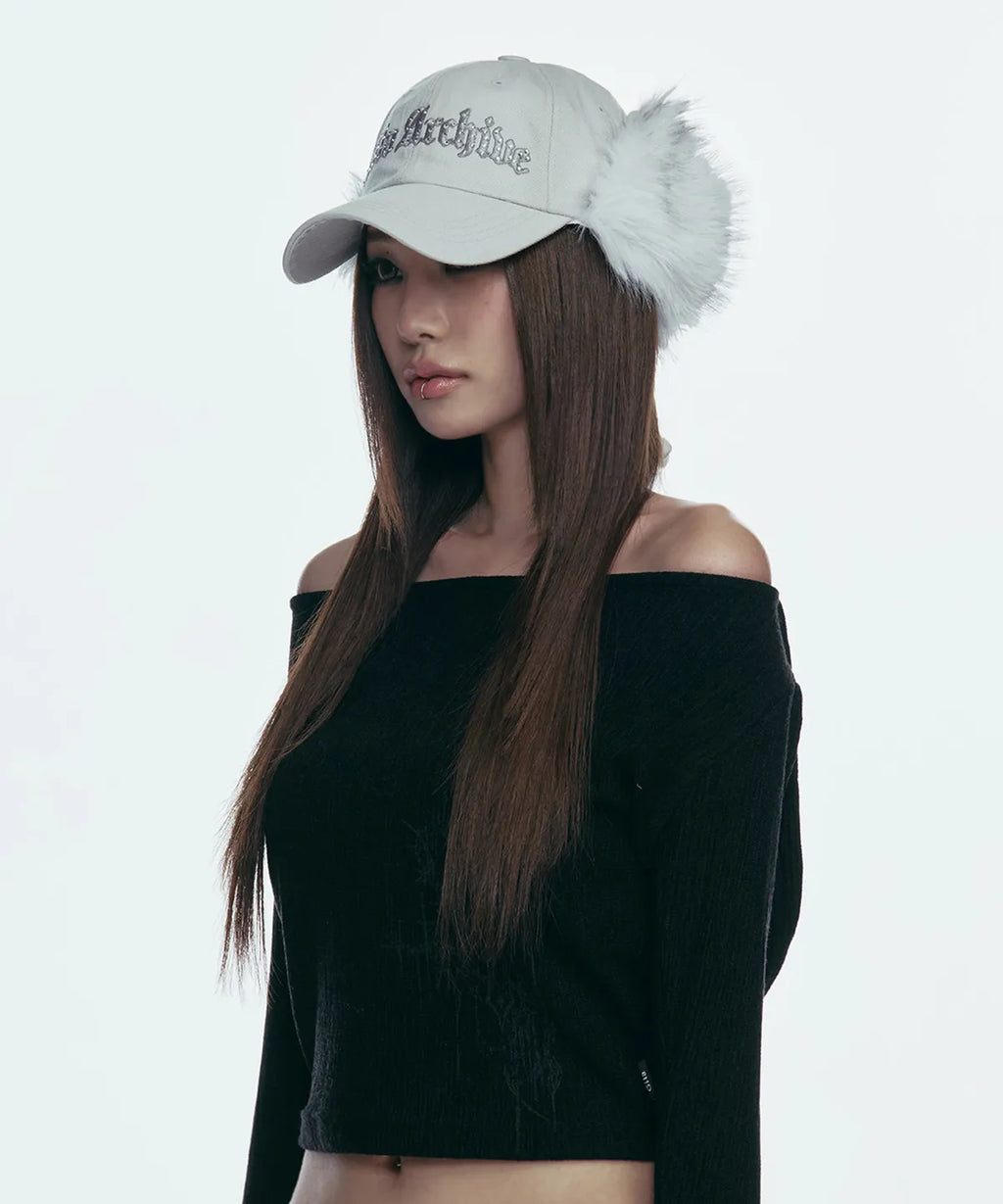 GILA ARCHIVE FAUX FUR HOTFIX LOGO EARFLAP CAP_GREY
