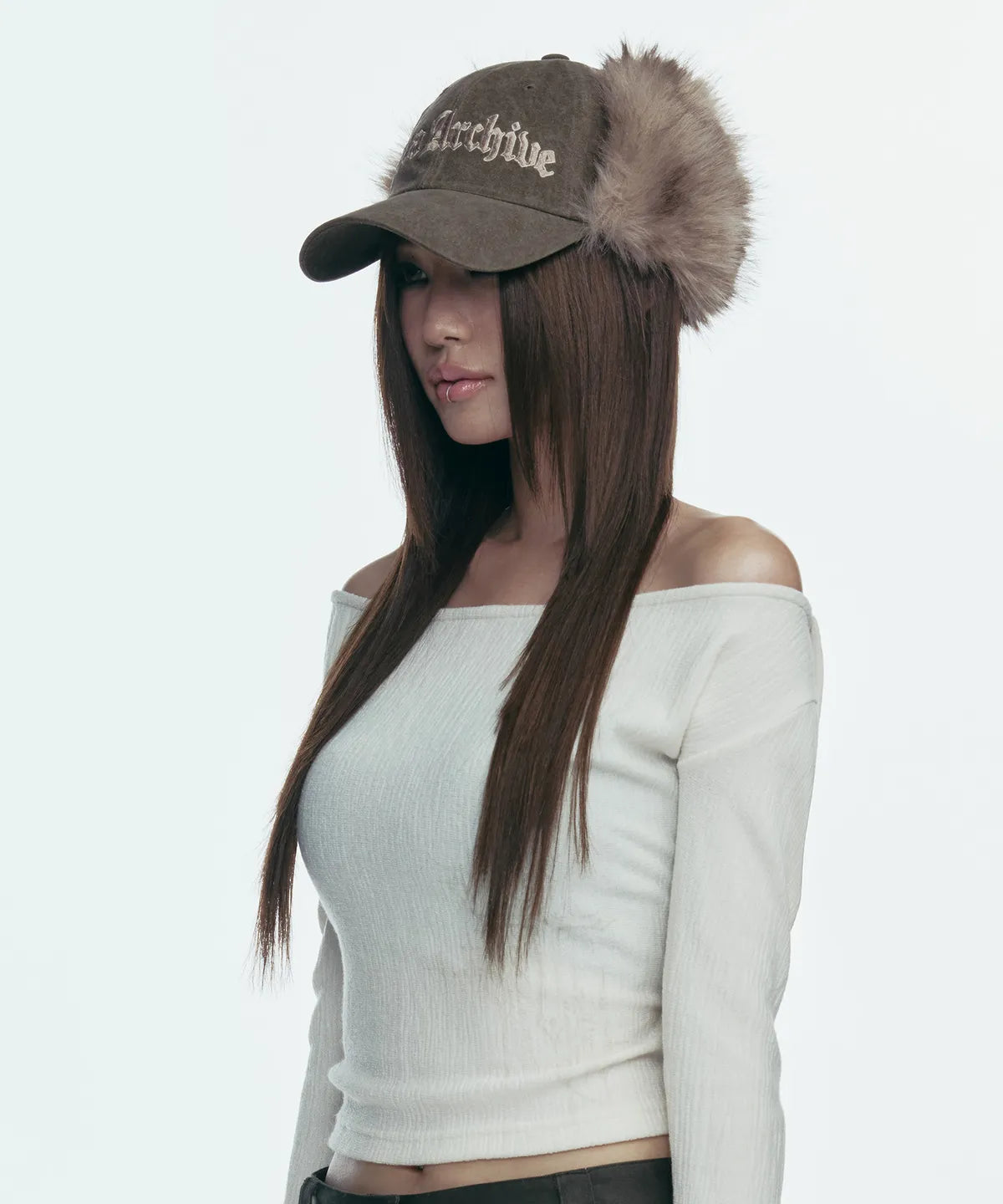 GILA ARCHIVE FAUX FUR LOGO EARFLAP CAP_BROWN