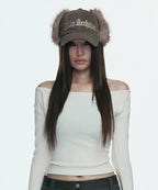 GILA ARCHIVE FAUX FUR LOGO EARFLAP CAP_BROWN