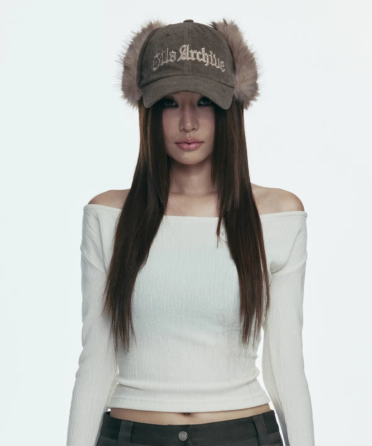 GILA ARCHIVE FAUX FUR LOGO EARFLAP CAP_BROWN