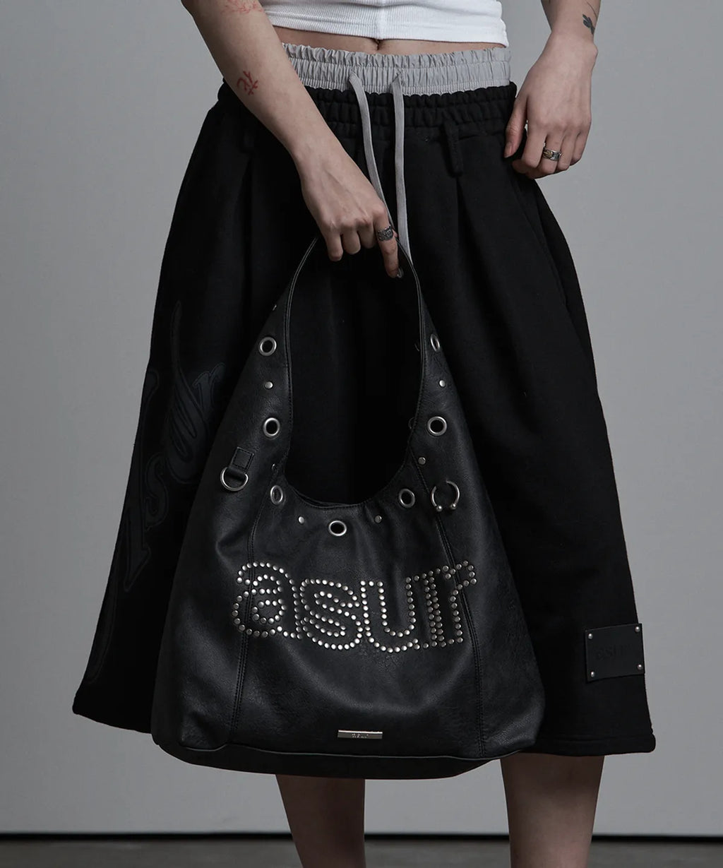 AS YOU ARE CRASH EYELET SHOULDER BAG - BLACK