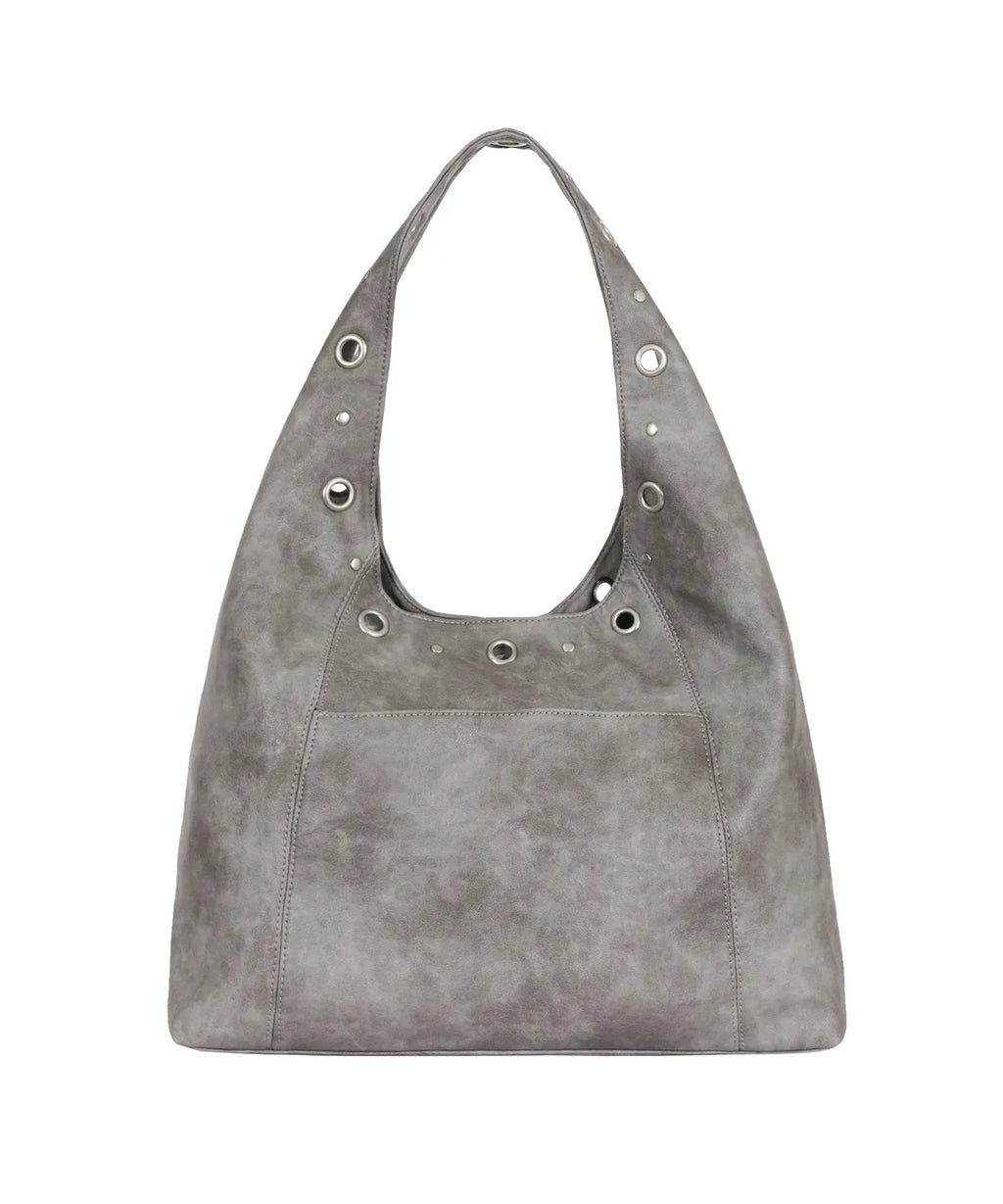 AS YOU ARE CRASH EYELET SHOULDER BAG - CHARCOAL
