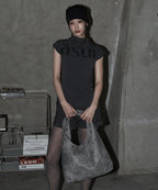 AS YOU ARE CRASH EYELET SHOULDER BAG - CHARCOAL