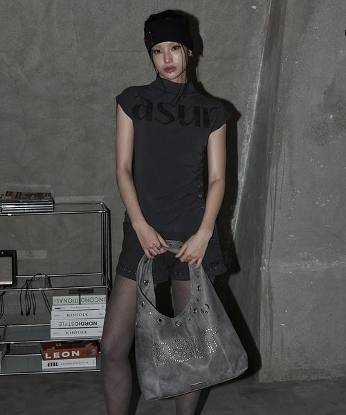 AS YOU ARE CRASH EYELET SHOULDER BAG - CHARCOAL