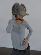 SETUPEXE CORDUROY FUR EARFLAP CAP / BEIGE