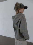 SETUPEXE CORDUROY FUR EARFLAP CAP / CHARCOAL