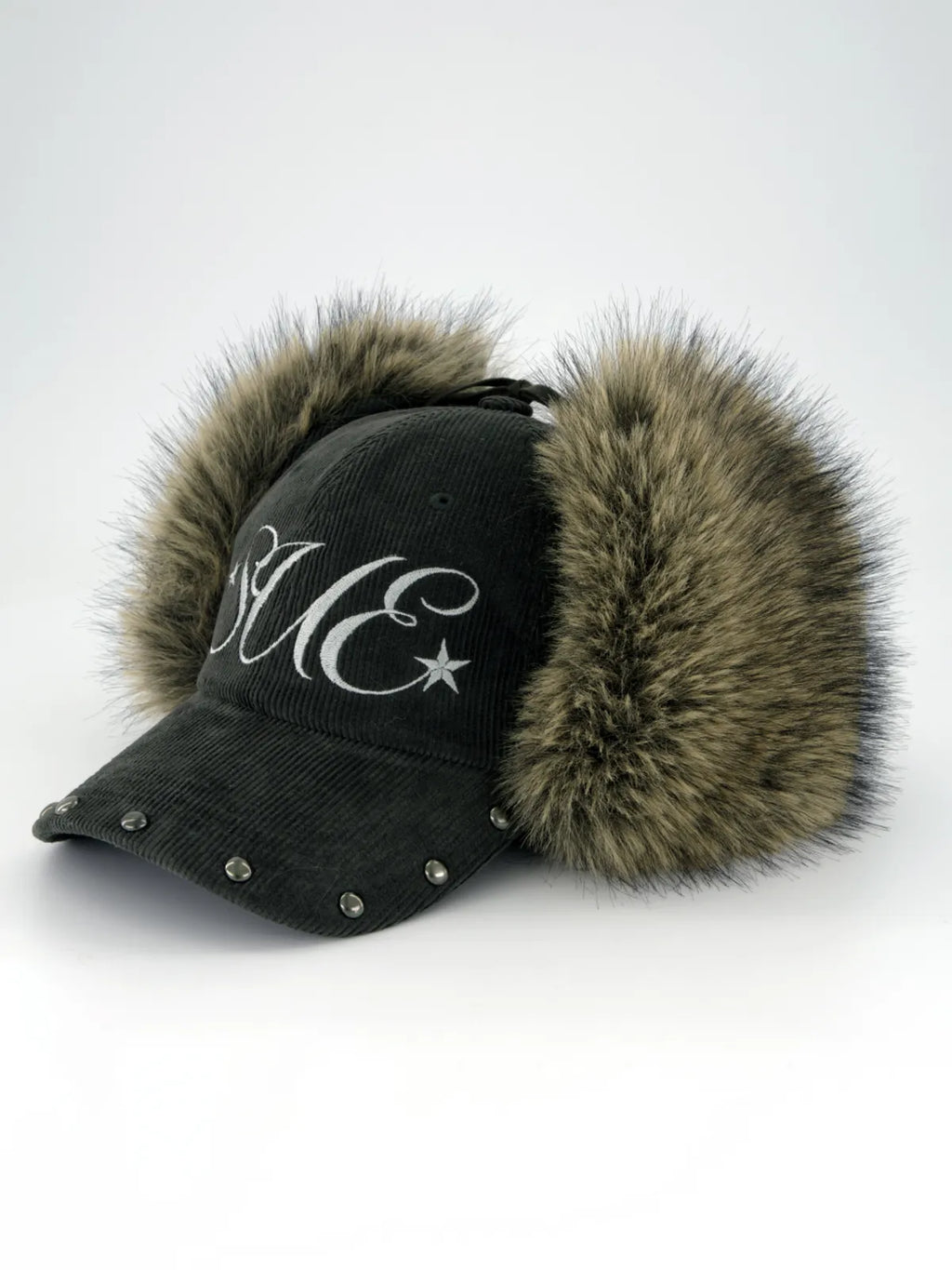 SETUPEXE CORDUROY FUR EARFLAP CAP / CHARCOAL