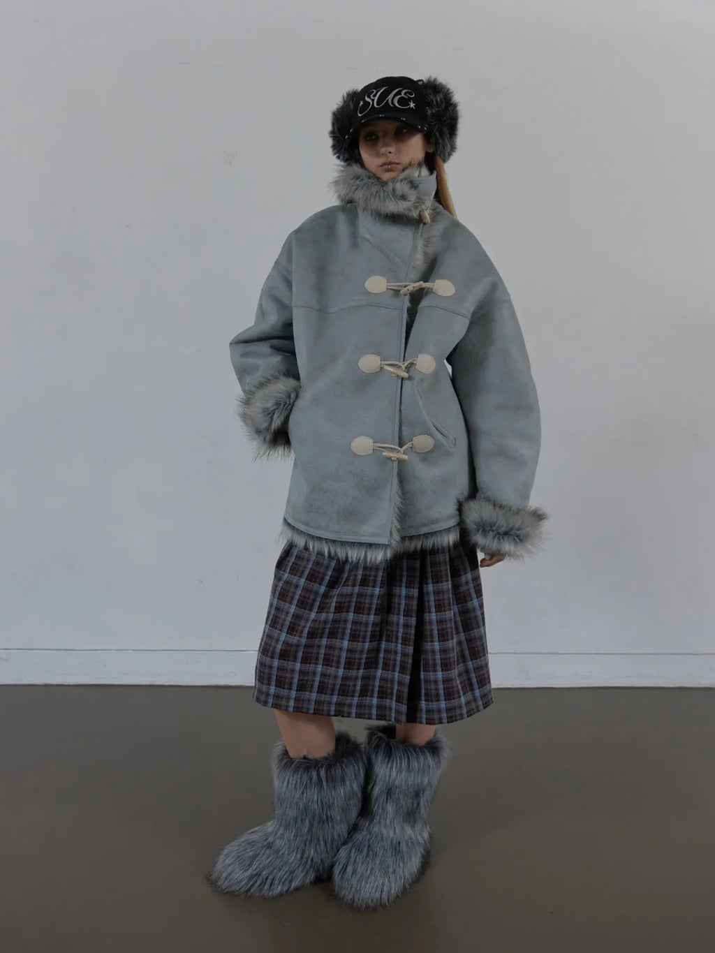 SETUPEXE CORDUROY FUR EARFLAP CAP / BLACK