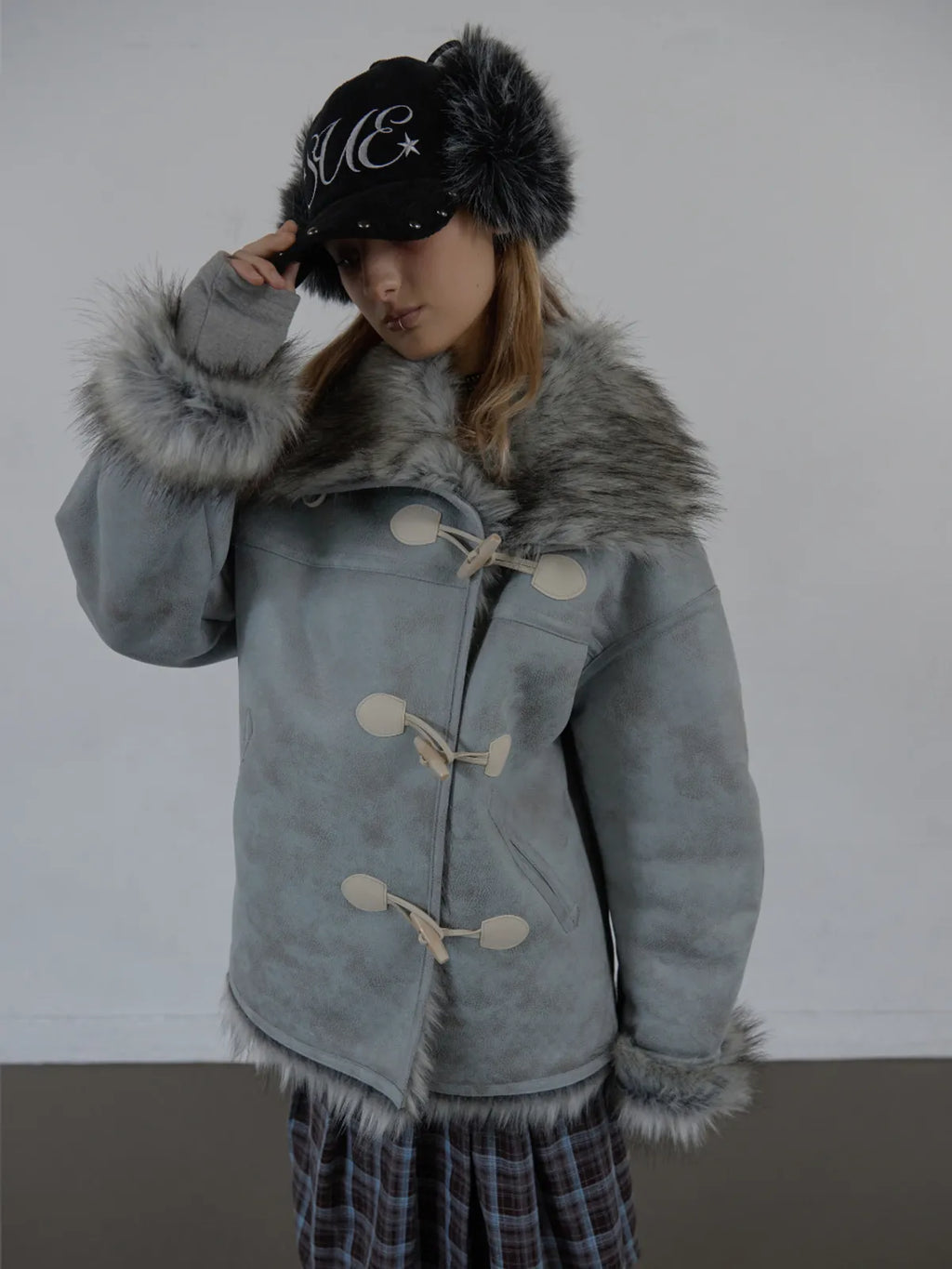 SETUPEXE CORDUROY FUR EARFLAP CAP / BLACK