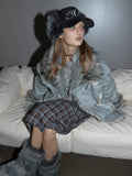 SETUPEXE CORDUROY FUR EARFLAP CAP / BLACK