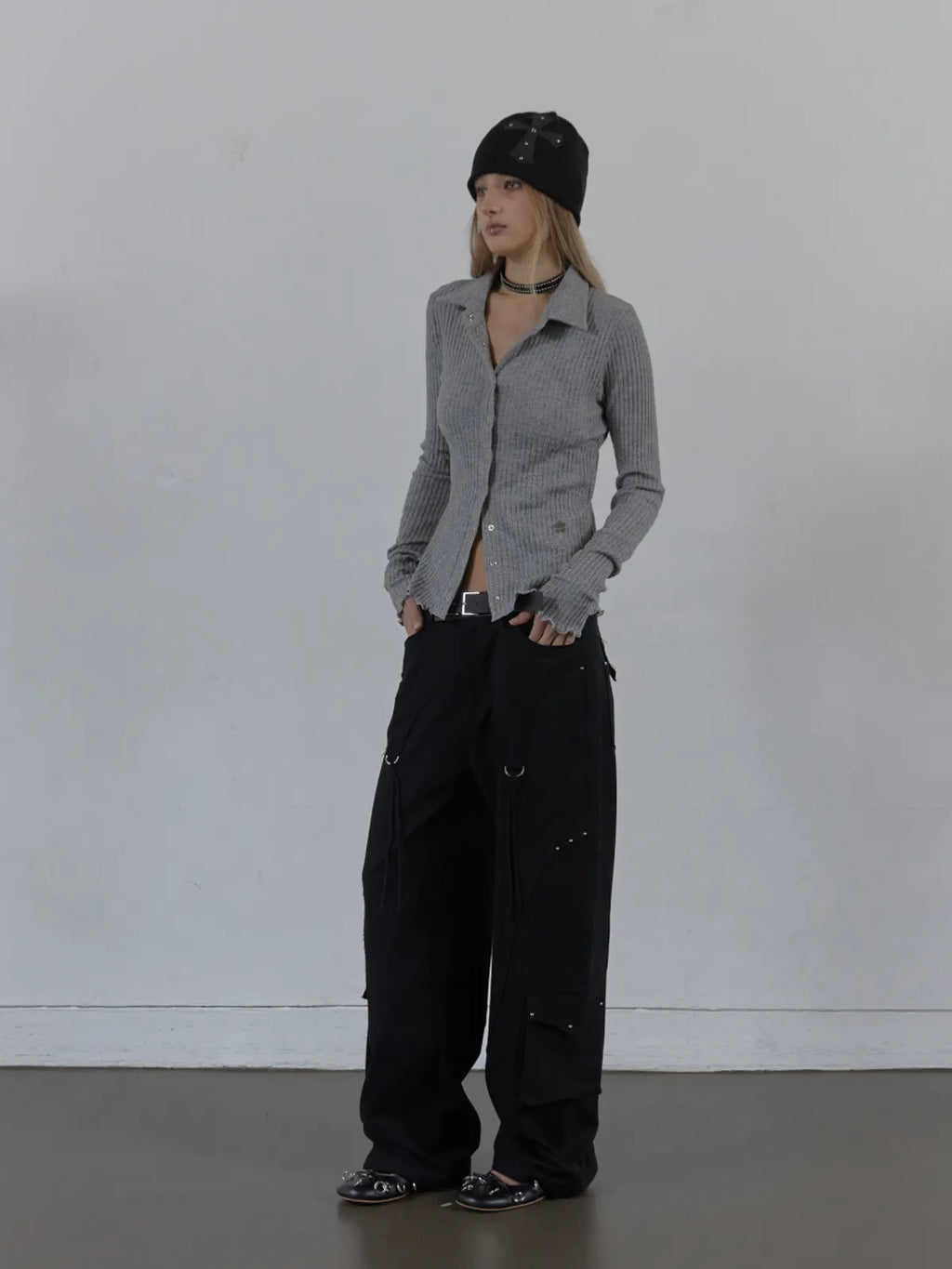 SETUPEXE SNAP GOLGI SHIRT / MELANGE GRAY
