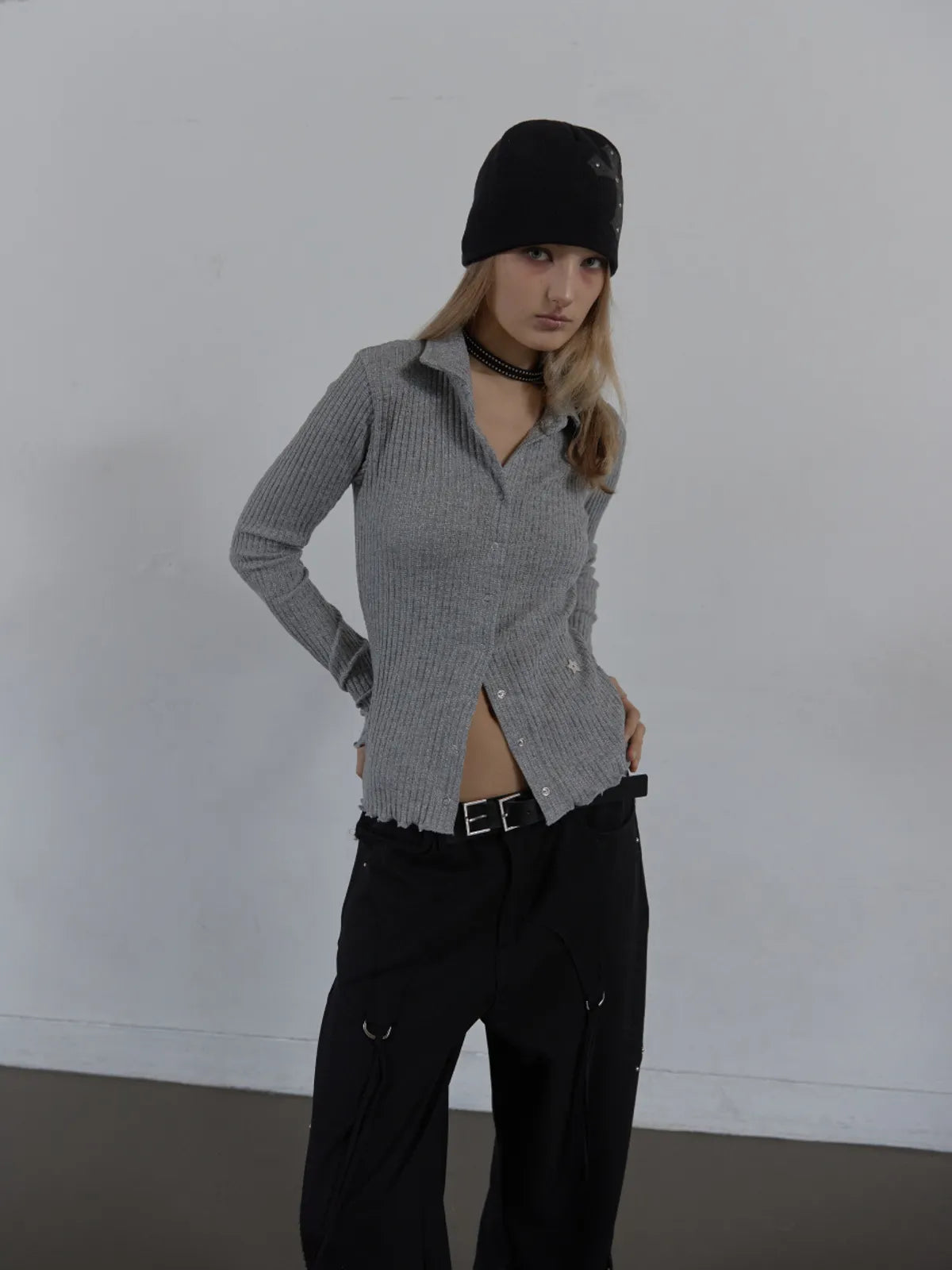 SETUPEXE SNAP GOLGI SHIRT / MELANGE GRAY