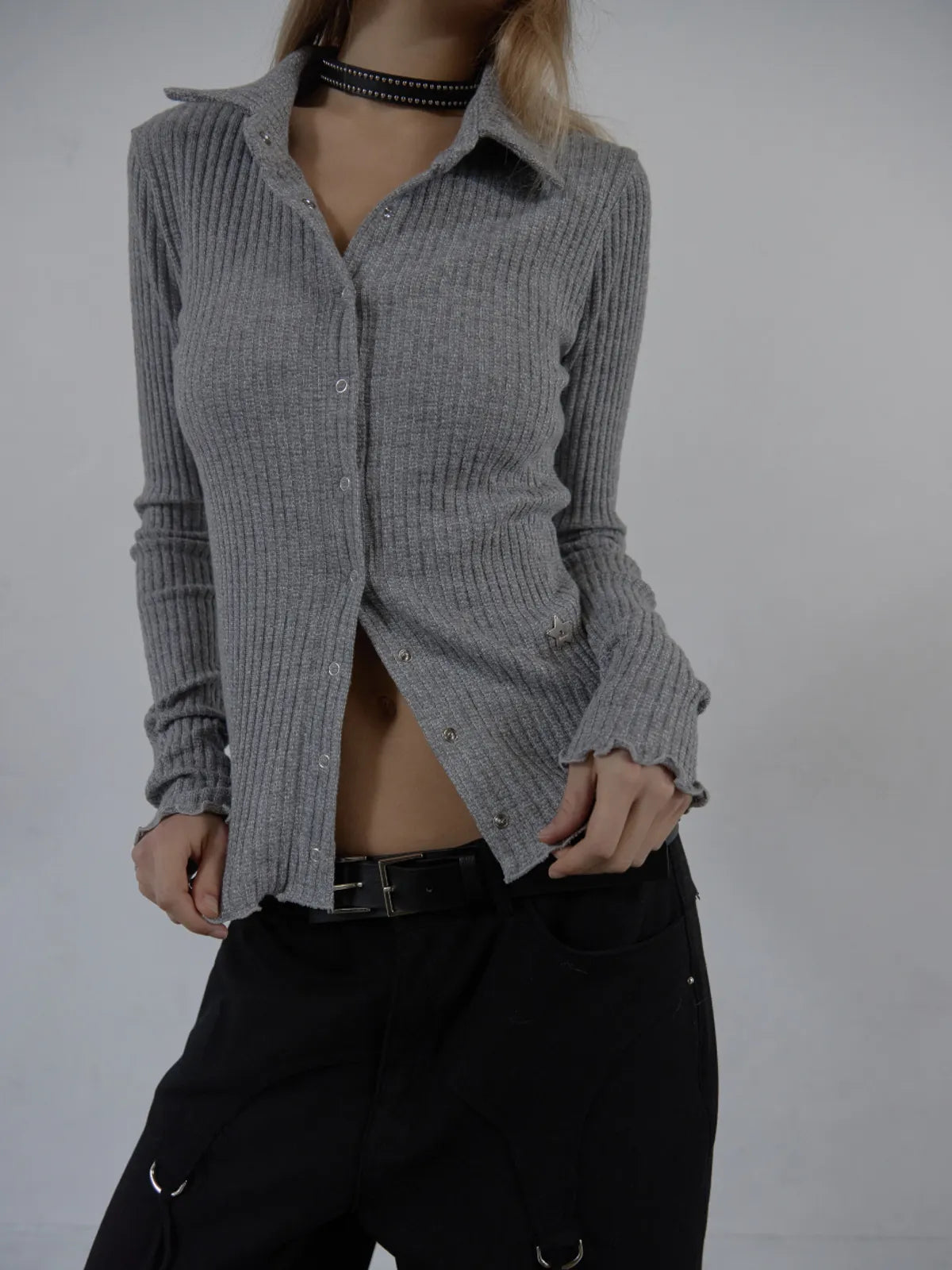 SETUPEXE SNAP GOLGI SHIRT / MELANGE GRAY