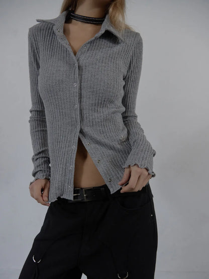 SETUPEXE SNAP GOLGI SHIRT / MELANGE GRAY