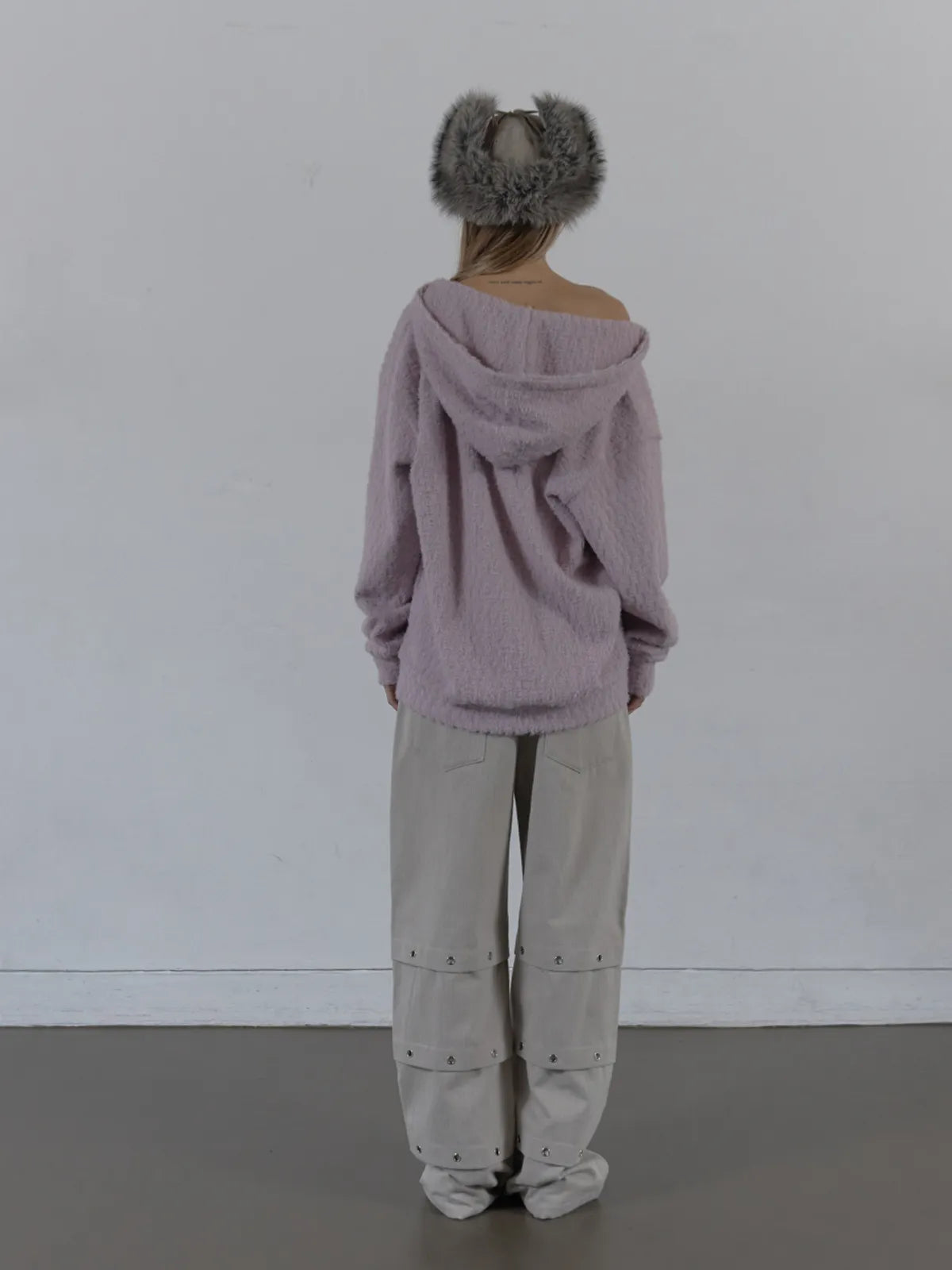 SETUPEXE HAIRY V-NECK HOODIE / LILAC