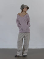 SETUPEXE HAIRY V-NECK HOODIE / LILAC