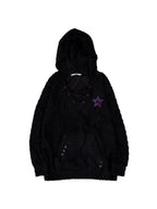 SETUPEXE HAIRY V-NECK HOODIE / BLACK