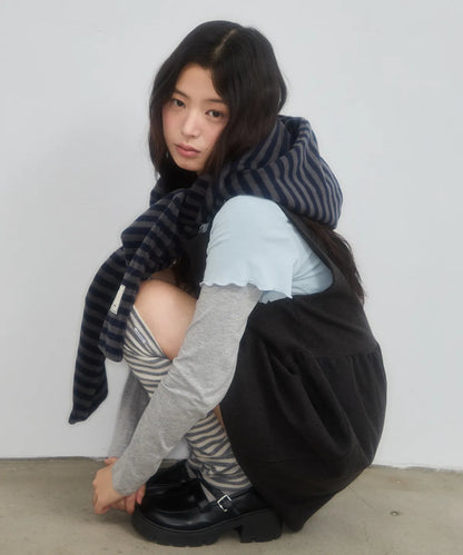 STRIPE HOOD MUFFLER_NAVY