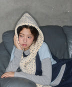 STRIPE HOOD MUFFLER_IVORY