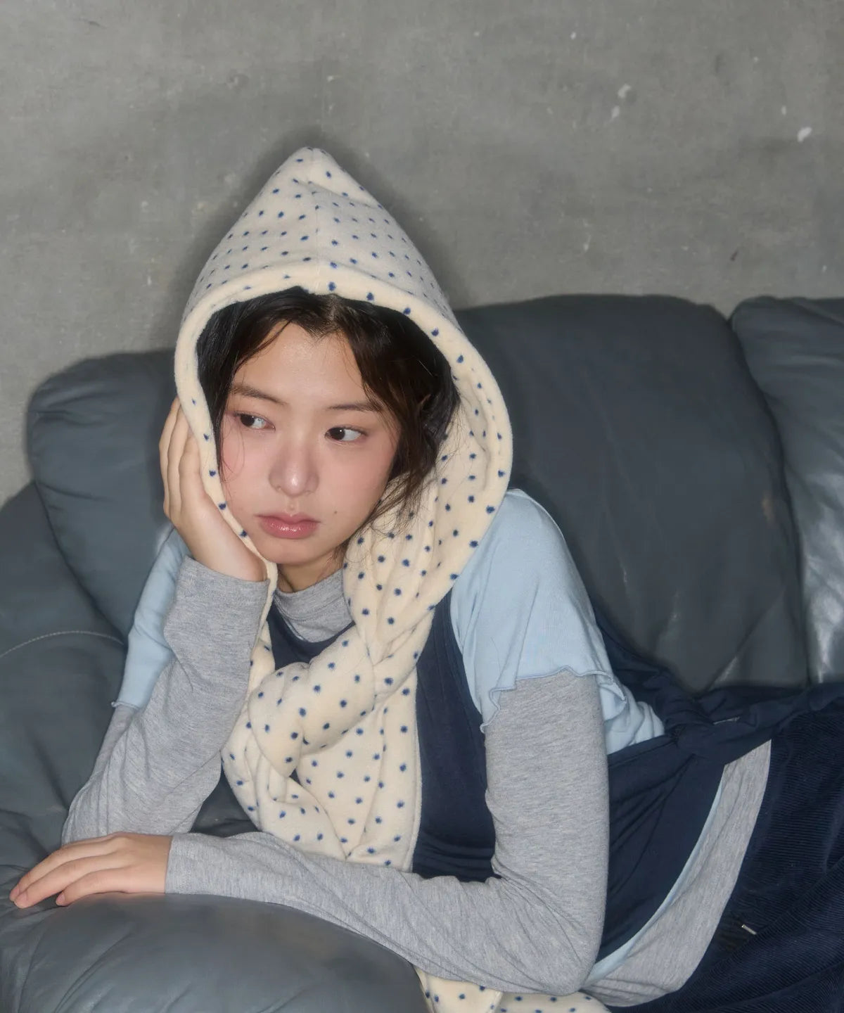 STRIPE HOOD MUFFLER_IVORY