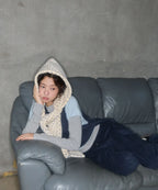 STRIPE HOOD MUFFLER_IVORY