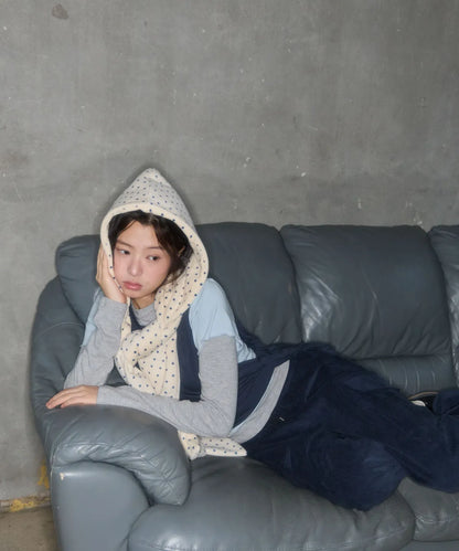 STRIPE HOOD MUFFLER_IVORY